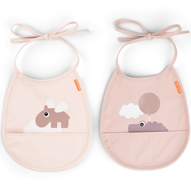 Bavoir petit lot de 2 happy clouds rose