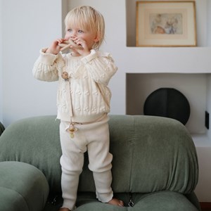 Lot de 2 attaches-sucettes en lin blush-cream