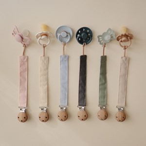 Lot de 2 attaches-sucettes en lin blush-cream