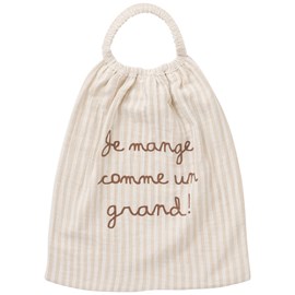 Serviette élastique comme un grand gaze de coton beige rayé galet