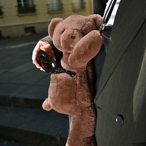 Sac bandoulière doudou ours marron glacé (30 cm)