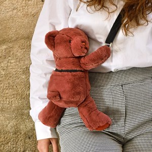 Sac bandoulière doudou ours terracotta (30 cm)
