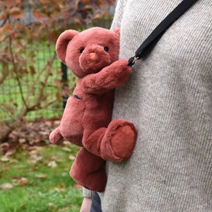 Sac bandoulière doudou ours terracotta (30 cm)