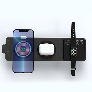 Chargeur sans fil pliable portable 15w, qi, magsafe et apple watch.