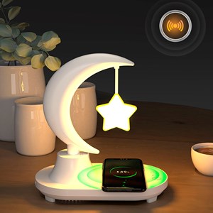 Lampe led multicolore en forme d'étoile, avec chargeur sans fil et haut-parleur.