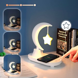 Lampe led multicolore en forme d'étoile, avec chargeur sans fil et haut-parleur.
