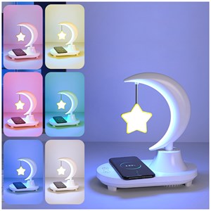 Lampe led multicolore en forme d'étoile, avec chargeur sans fil et haut-parleur.