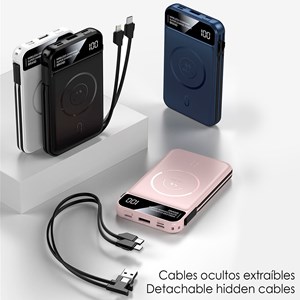 Powerbank 10.000mah avec chargement sans fil de 15w, sortie pd22.