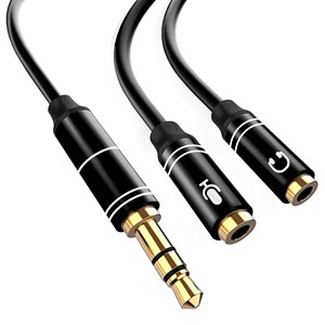 Adaptateur double mini-jack femelle vers mini-jack mâle.