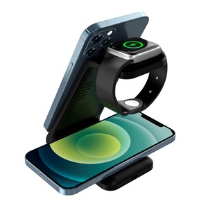 Station de charge 3 en 1 de 15w. Base de chargement sans fil qi.