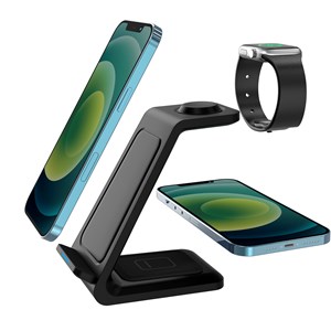 Station de charge 3 en 1 de 15w. Base de chargement sans fil qi.