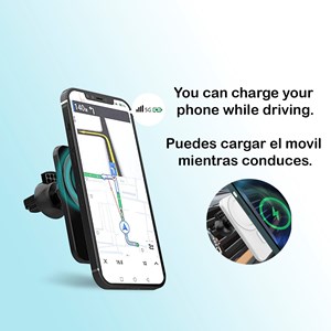 Chargeur sans fil qi pour voiture, avec support magnétique.