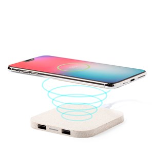 Chargeur riens qi sans fil, fabriqué avec de la paille de blé.