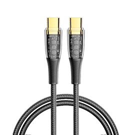 Câble usb-c vers usb-c pd100w. Longueur : 1,2 mètres, od 4,0mm. Avec lumière led