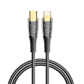 Câble usb-c à lightning pd20w. Longueur : 1,2 mètres, od 3,5mm. Avec lumière led