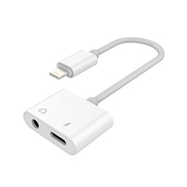 Adaptateur lightning mâle vers mini-jack 3,5 mm et lightning. Permet de charger.