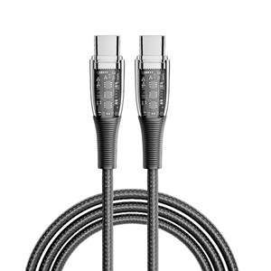 Câble usb-c vers usb-c pd60w. Longueur : 2 mètres, od 4,0mm. Plaqué nickel.