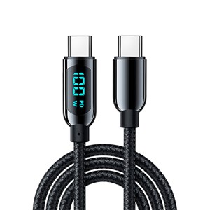 Câble usb-c à usb-c de 100w pd, charge rapide, écran numérique, 1,2 mètres.