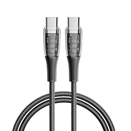 Câble usb-c à usb-c pd60w. Longueur : 1,2 mètres, od 4,0mm. Plaqué nickel.