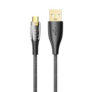 Câble usb 2.0 am à usb-c pd20w de 6a. 2 mètres, od 4mm. Avec lumière led.
