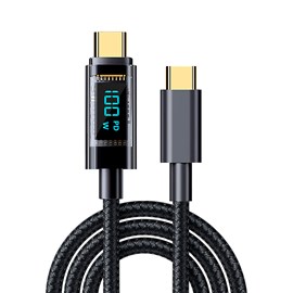 Câble usb-c à usb-c de 100w pd, charge rapide, écran numérique, 2 mètres.