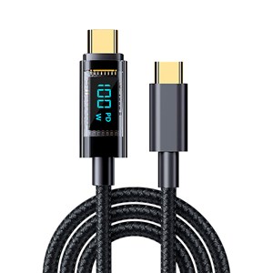 Câble usb-c à usb-c de 100w pd, charge rapide, écran numérique, 2 mètres.