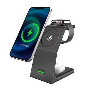 Chargeur sans fil j-w23 magnétique 3 en 1, 15w. Compatible avec magsafe.