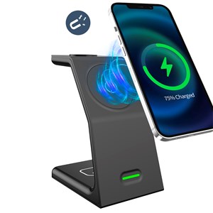 Chargeur sans fil j-w23 magnétique 3 en 1, 15w. Compatible avec magsafe.