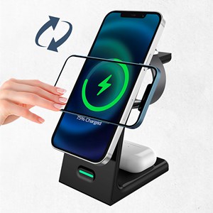 Chargeur sans fil j-w23 magnétique 3 en 1, 15w. Compatible avec magsafe.