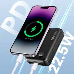Powerbank 20.000mah avec chargement rapide pd22,5w, câble usb-c intégré.