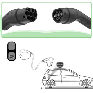 Câble de charge monophase pour véhicules électriques de type 2 à type 2.