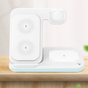 Base de chargement sans fil pliable 3 en 1. Base qi 15w double position.