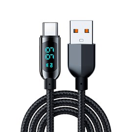 Câble usb am à usb-c de 66w, charge rapide, écran numérique, 1,2 mètres.