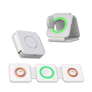 Base de chargement pliable portable magsafe 15w + qi 15w + apple watch.