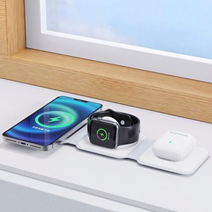 Base de chargement pliable portable magsafe 15w + qi 15w + apple watch.