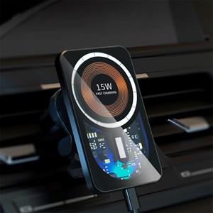 Chargeur de voiture sans fil magsafe, avec pince pour prise d'air, 15w.