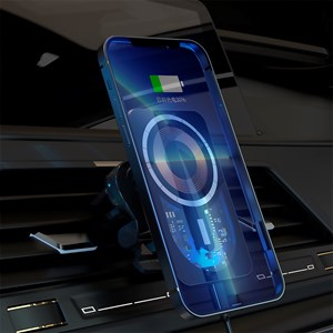Chargeur de voiture sans fil magsafe, avec pince pour prise d'air, 15w.