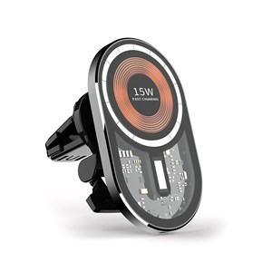 Chargeur de voiture sans fil magsafe, avec pince pour prise d'air, 15w.