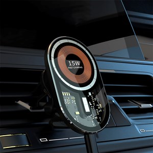 Chargeur de voiture sans fil magsafe, avec pince pour prise d'air, 15w.