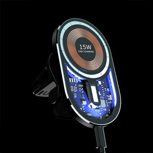 Chargeur de voiture sans fil magsafe, avec pince pour prise d'air, 15w.