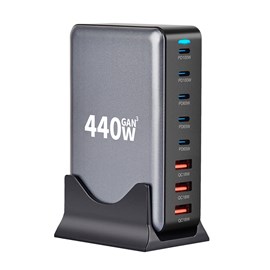 Chargeur de table de 440w, avec 5 sorties usb type c de charge rapide.