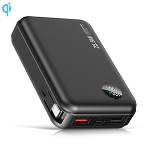 Powerbank 20.000mah avec charge rapide pd22,5w, câble usb-c intégré.
