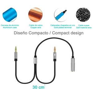 Splitter convertisseur de minijack (femelle) à double minijack mâle.