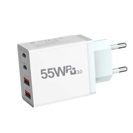 Chargeur usb 55w pd3.0 avec 2 ports usb 3.1a + 2 ports usb-c pd20w.