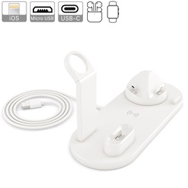 Base de chargement 4 en 1 avec charge sans fil qi, support rotatif.