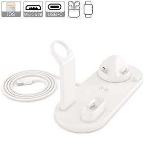 Base de chargement 4 en 1 avec charge sans fil qi, support rotatif.