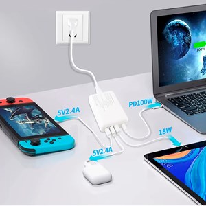 Chargeur usb avec sortie pd100w + qc3.0 18w + double sortie 2.4a
