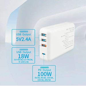 Chargeur usb avec sortie pd100w + qc3.0 18w + double sortie 2.4a