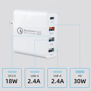 Chargeur usb pd48w. Sorties pd30w+qc3.0 18w+2.4a. Prise : us&nbsp;eu