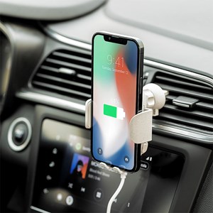 Support chargeur voiture sans fil 15w. Nature bambou. Réglable